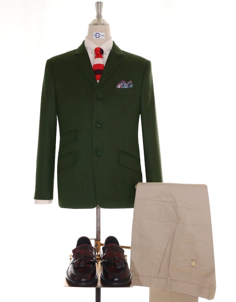 Mad Men Suits &ndash; Where to Buy 1950s & 1960s Men&rsquo;s Suits     Olive Green Tweed Jacket  AT vintagedancer.com