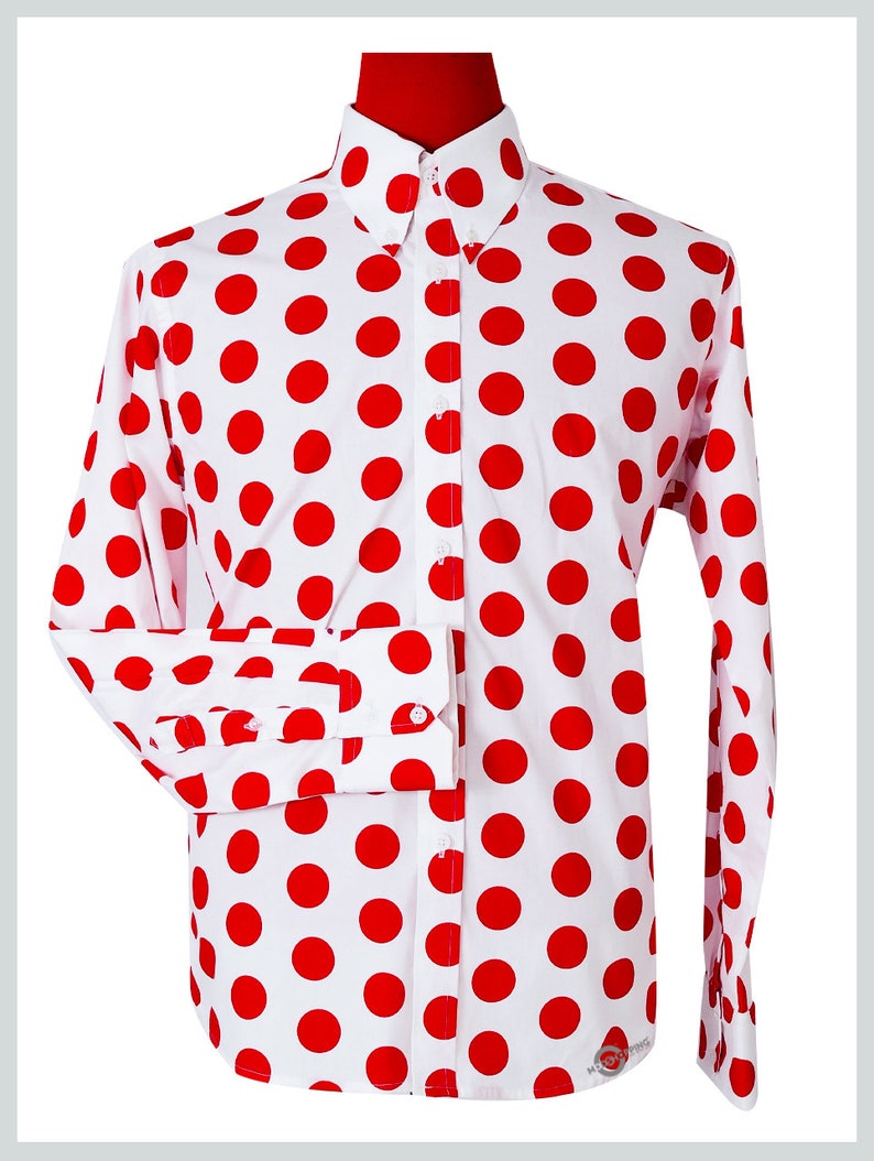 Polka Dot Shirt Large Red Dot in White Shirt for Man Etsy