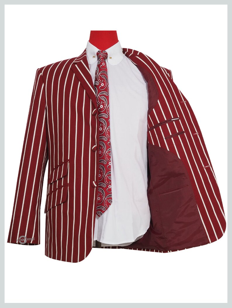 Boating Blazer jacket Burgundy Striped Boating Jacket For Etsy