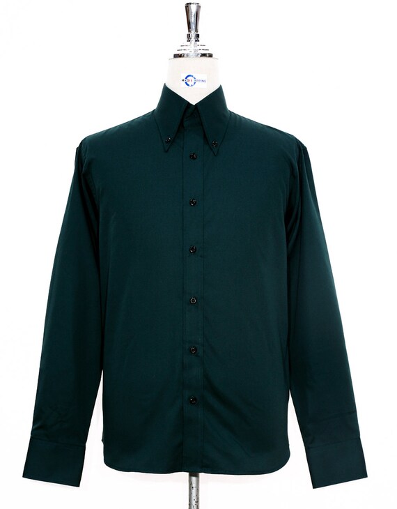 Buy Button Down Shirt | Dark Green Dress Shirt for Man Online in India -  Etsy