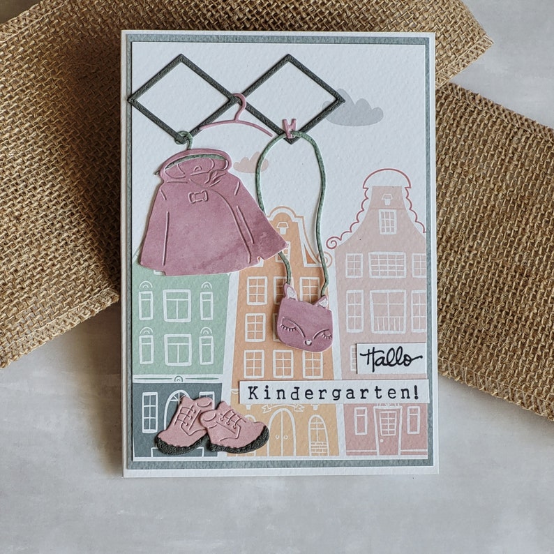 Karte Zum Kindergarten Eintritt Mit Jacke Und Schuhen Rosa | Etsy