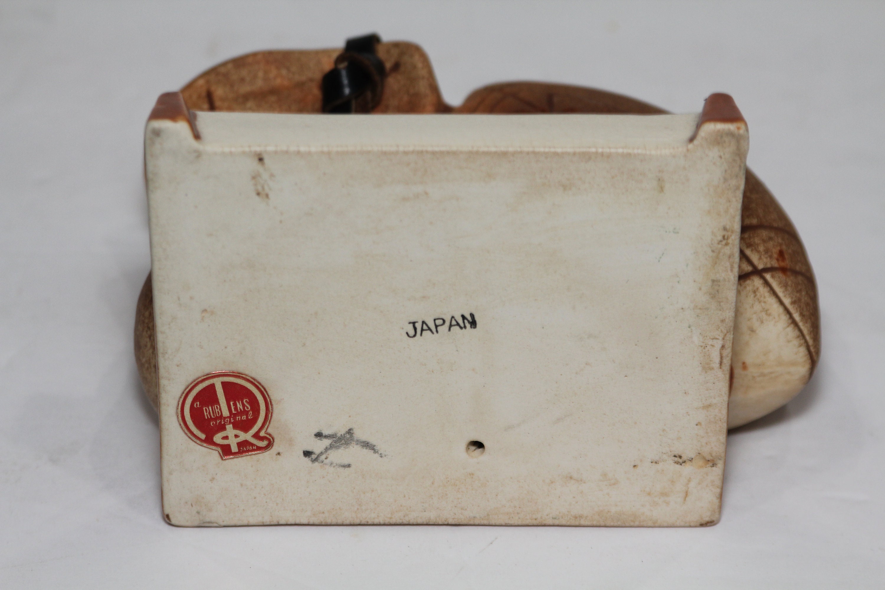 Excellent Mid-century Rubens Original Japan 3.5 Brown Ceramic Football