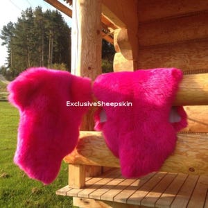 Dark Pink Dyed Genuine Sheepskin Lambskin Sheep Skin Rug Pelt Soft Wool, schaffell, Hygge