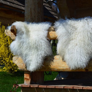 Natural Iceland White Sheepskin, 100% Lambskin, Sheep skin rug pelt, Curly White long wool, schaffell, Hygge