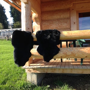 Black Dyed Genuine Sheepskin Lambskin Sheep Skin Rug Pelt Soft Wool, schaffell, Hygge