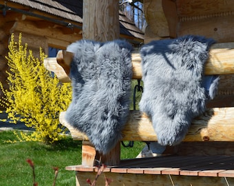 Gray Dyed Genuine Sheepskin Lambskin Sheep Skin Rug Pelt Soft Wool, schaffell, Hygge