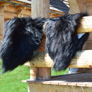 Icelandic Natural Black Genuine Sheepskin Lambskin Sheep skin rug pelt long wool soft, schaffell, Hygge