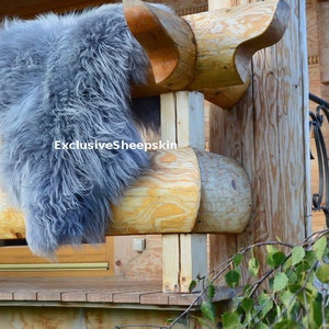 Gray Icelandic Dyed Genuine Sheepskin Lambskin Sheep skin rug pelt long wool soft throw, schaffell, Hygge