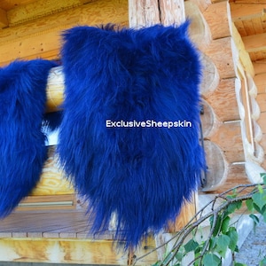Blue Icelandic Dyed Genuine Sheepskin Lambskin Sheep skin rug pelt long wool soft throw, schaffell, Hygge
