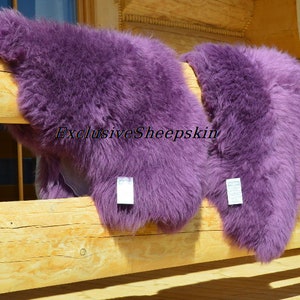 Purple Dyed Genuine Sheepskin Lambskin Sheep Skin Rug Pelt Soft Wool Throw, schaffell, Hygge