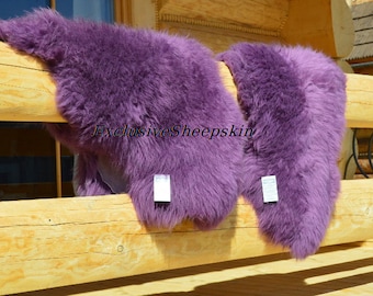 Purple Dyed Genuine Sheepskin Lambskin Sheep Skin Rug Pelt Soft Wool Throw, schaffell, Hygge