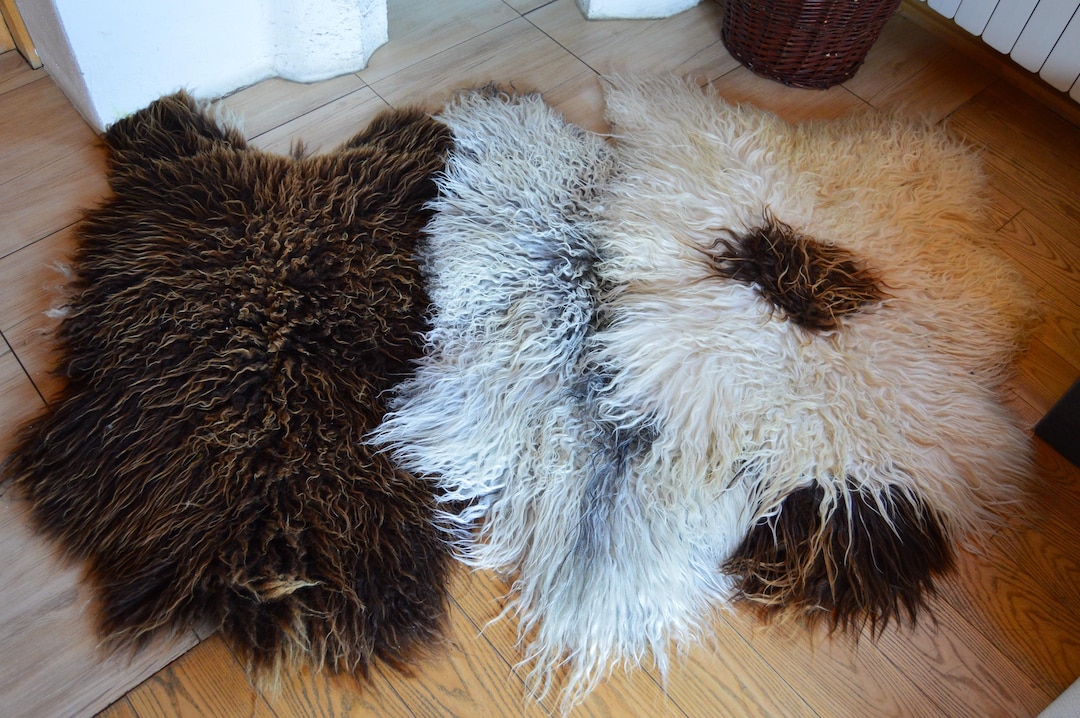 Natural Color Genuine Sheepskin Rug Leather Sheep Skin Decorative Rug ...
