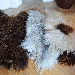 Natural color Genuine Sheepskin rug Leather Sheep Skin Decorative Rug Comfy, Area Rugs Carpet Rug long wool curly, schaffell, Hygge