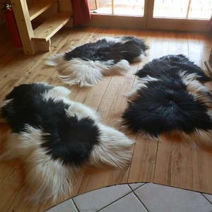 BIG Beautiful Iceland SHEEPSKIN rug White-Black Sheepskin Throw. Christmas Gift. Scandinavian Style. Rustic Home Decor, schaffell, Hygge