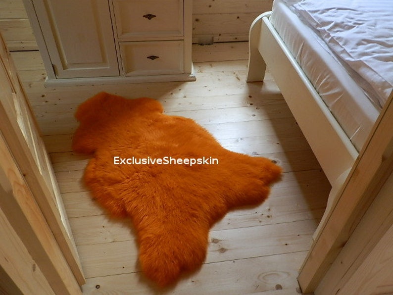 Orange Dyed Genuine Sheepskin Lambskin Sheep Skin Rug Pelt Etsy