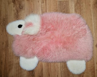 Sheepskin Nursery Rug: Fluffy Lambskin Play Mat, Hygge Decor