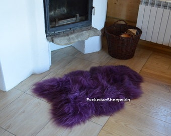Großer Lila Lammfellteppich Von Lambland – Echtes Schaffell, Flauschig Und Kuschelig