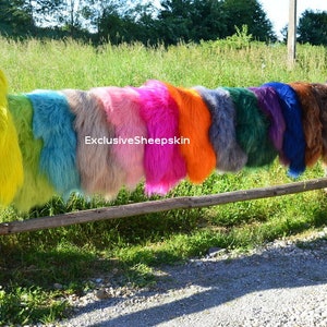 Dyed Icelandic Genuine Sheepskin rug Sheep skin 16 color soft long wool Throw, schaffell, Hygge