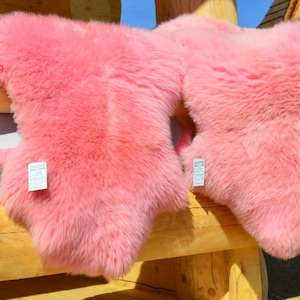 Pink Dyed Genuine Sheepskin Lambskin Sheep Skin Rug Pelt Soft Wool, schaffell, Hygge