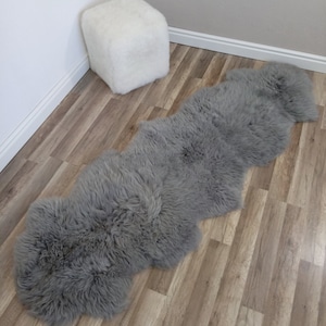 Gray Dyed Genuine double Sheepskin rug, Lambskin Sheep Skin Rug Pelt Soft Wool, schaffell, Hygge