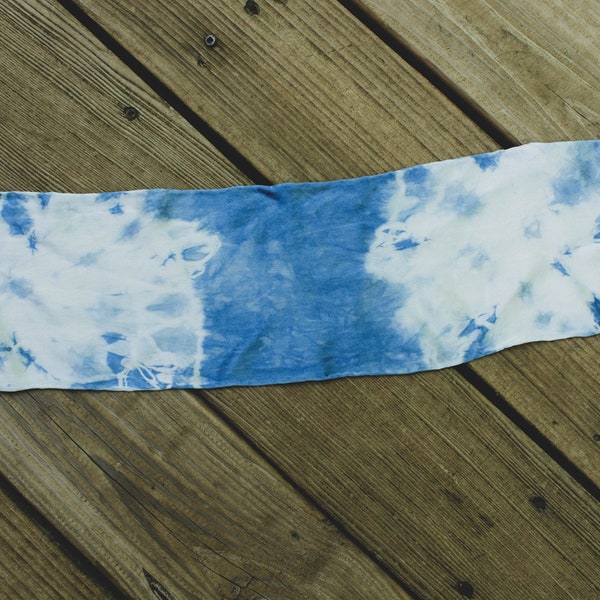 Blue Ponytail Scarf, Silk Shibori Hair Accessory