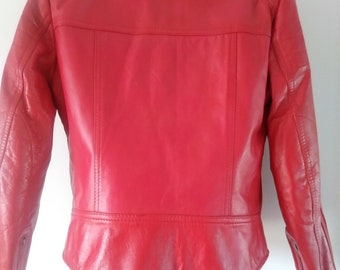 Veste en cuir rouge des années 80, veste biker, Michael Jackson, Thriller, veste en cuir