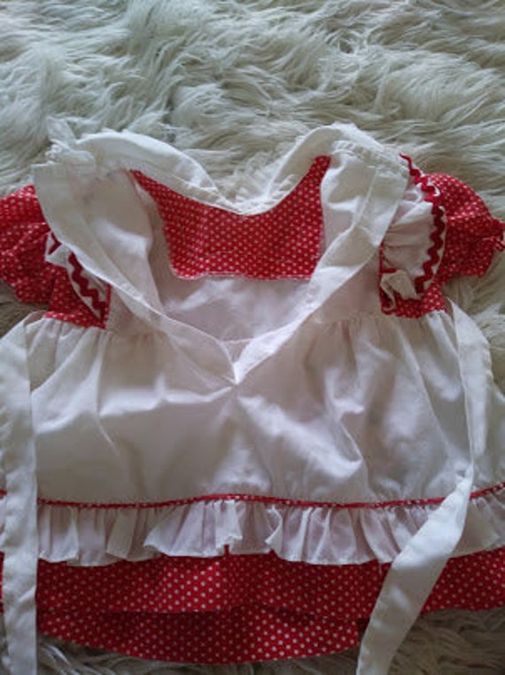 1970's Baby Dress with Strawberry embroidery, pol… - image 3