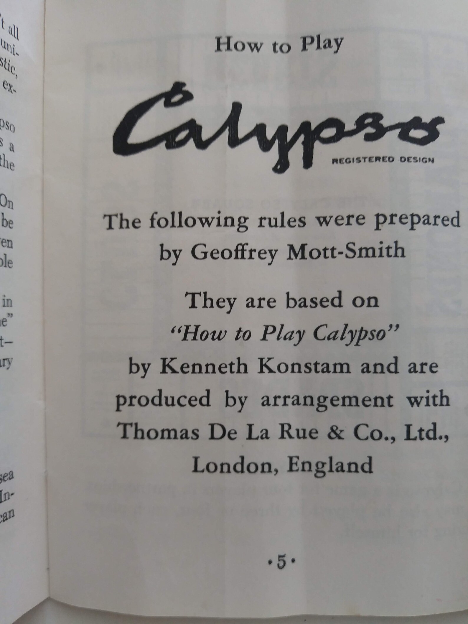 Calypso Playing Card Game/ 1955 Calypso Card Game/ Full Box of Calypso