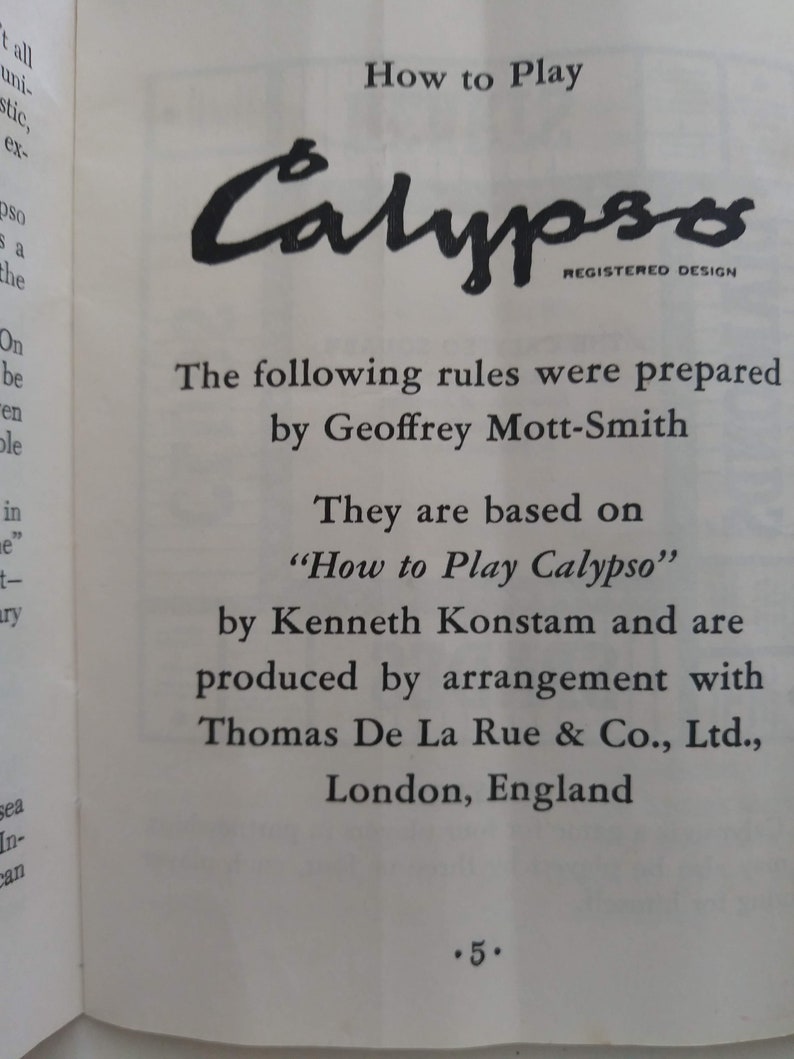 Calypso Playing Card Game/ 1955 Calypso Card Game/ Full Box of Calypso