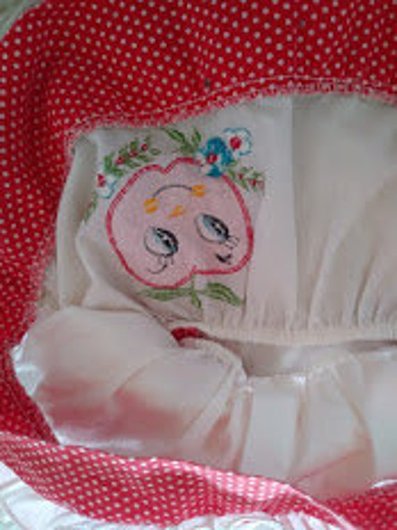 1970's Baby Dress with Strawberry embroidery, pol… - image 6