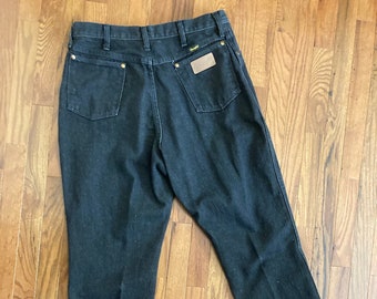 1990s Woman's Wrangler Black High Waisted Black Mom Jeans Tall Made in the U.S.A.