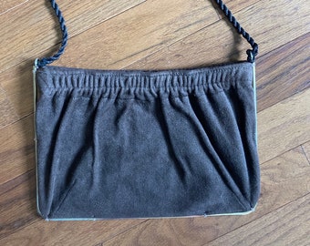 1960s Vintage Brown Cloth Purse Made in Italy