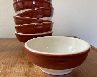 1960s Vintage Burgundy and White Shenango China Soup Bowl New Castle, Pennsylvania