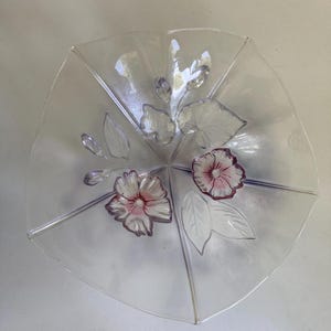 VTG Vintage Mikasa Crystal Floral Pastel  13&quot; Bowl Serving Bowl