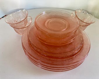 Set di bicchieri vintage Macbeth Evans Dogwood Pink Depression