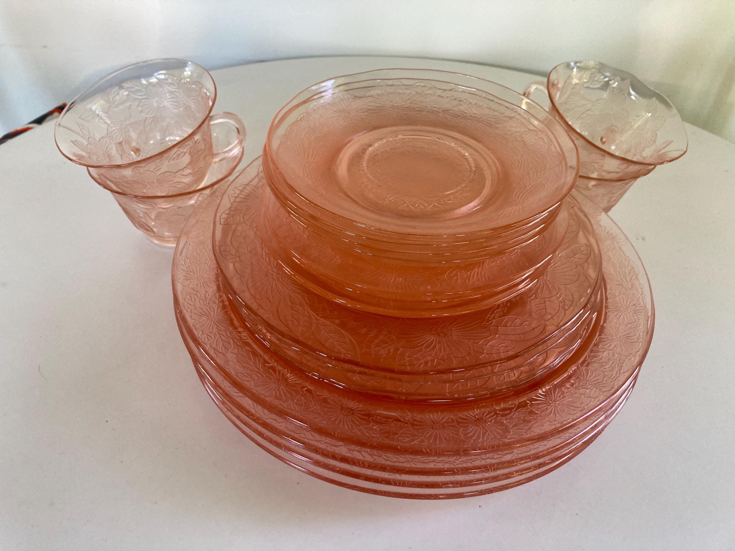 ヴィンテージ 1930年代 ピンク デプレッショングラス ドッグウッド