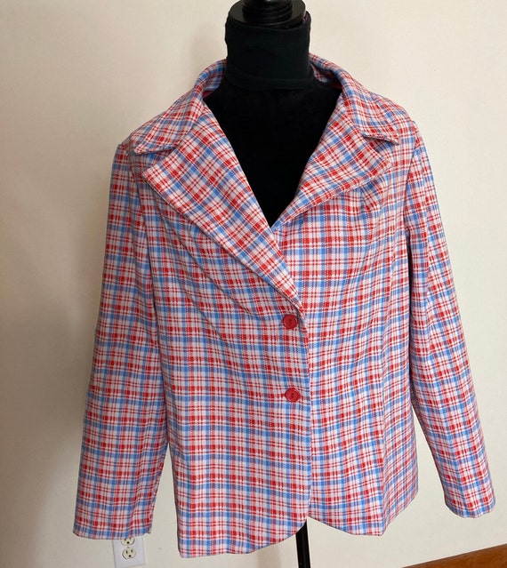 1960s Homemade Vintage Plaid Red White and Blue P… - image 7