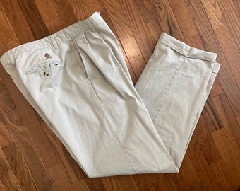 Pantalones holgados de talle alto y pierna recta de Tommy Hilfiger, color caqui, 100 % algodón, de la década de 1990