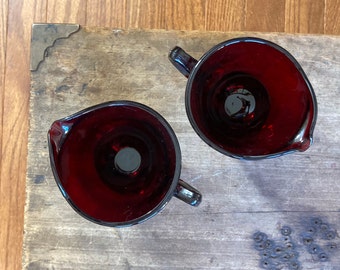 Crema de vidrio rojo rubí vintage