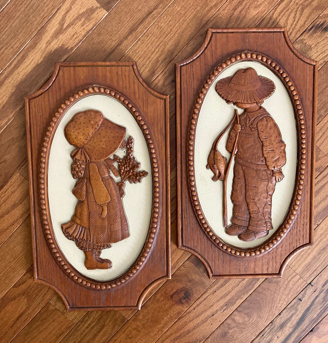 Holly Hobbie and Robbie Vintage Plastic Wall Art C. 1972 Etsy