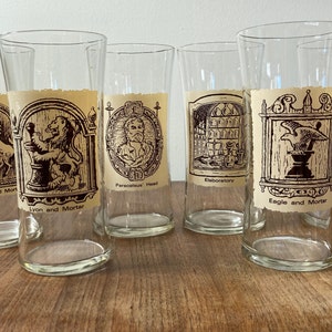 Vintage Early American Pharmacy Drinking Glasses 6.5&quot; Set of Six