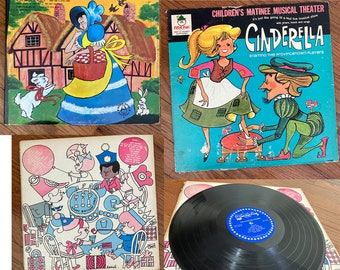 Three Vintage Children's Albums | Happy Birthday Party Time Kiddie Sign-Along | Cinderella| | Children's Songs of Wonderland