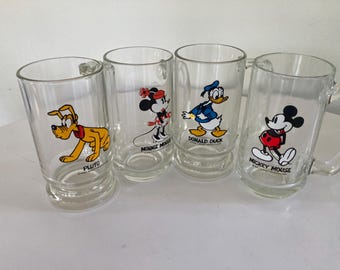 Vintage Disney World Mugs Set of Four, Mickey and Friends