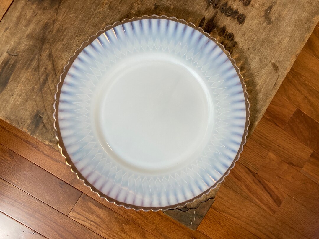 Vintage 1940s Milk Glass Salad Plates Macbeth Evans White Opalescent