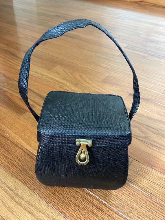 Vintage 1950's Lennox Black Handbag Purse - image 1