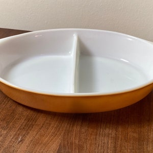 Vintage Orange Pyrex Divided Casserole Dish 1-Quart Made in U.S.A