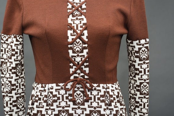 1960's Gay Gibson Vintage Brown and White Dress - image 7