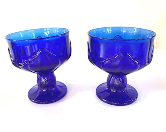 Juego de dos copas de vino vintage azul cobalto de los años 70, copas Cabaret Blue FRANCISCAN