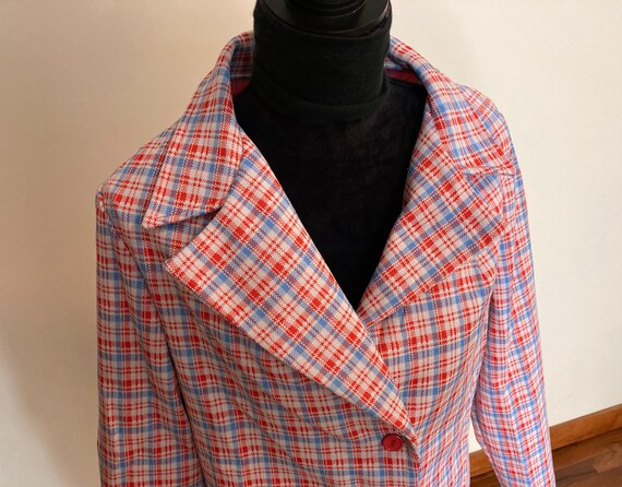 1960s Homemade Vintage Plaid Red White and Blue P… - image 6