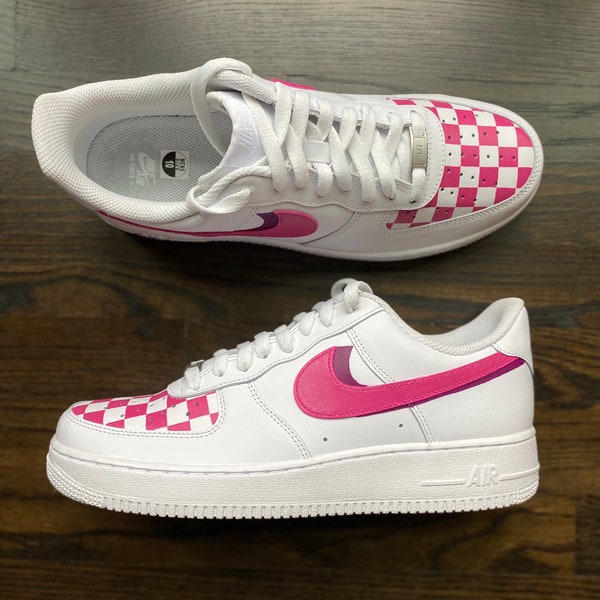 Custom Sneakers Nike Air Force 1 Low Colorful 3D Checkerboard Pattern Rainbow